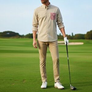 NWT iliac Golf Bert LaMar Linen Cotton Blend Long Sleeve Shirt L